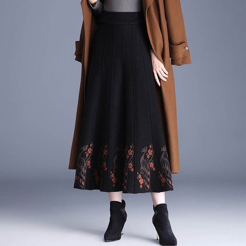 Damen Eleganter Maxirock mit floralem Spitzenabschluss Shop Nory