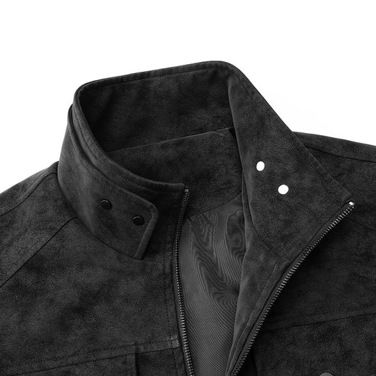 Herren Modische Kunstlederjacke mit praktischen Taschen Shop Nory