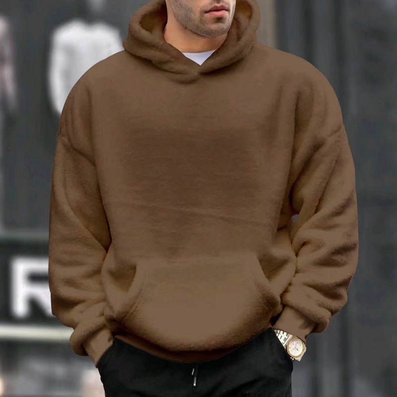 Herren Kuscheliger Oversize Kapuzenpullover aus Teddy-Fleece mit Kängurutasche Shop Nory