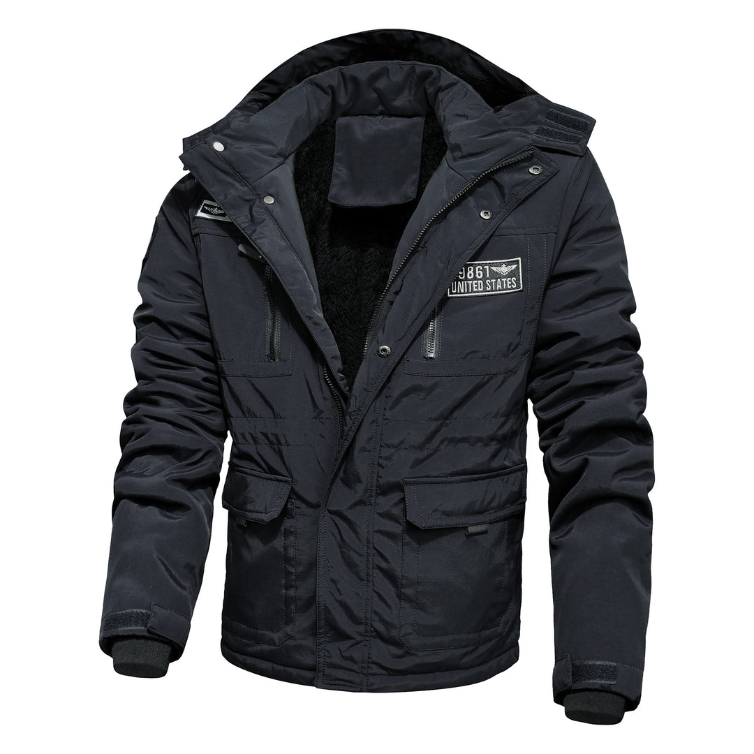 Herren wasserabweisender Utility-Parka mit Teddyfutter, Kapuze und Multifunktionstaschen Shop Nory