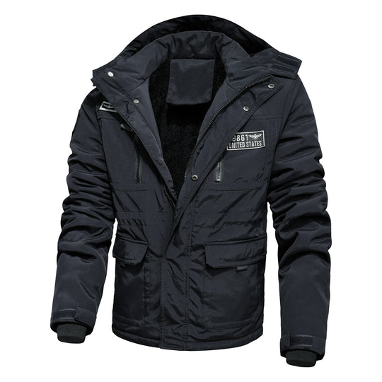 Herren wasserabweisender Utility-Parka mit Teddyfutter, Kapuze und Multifunktionstaschen Shop Nory