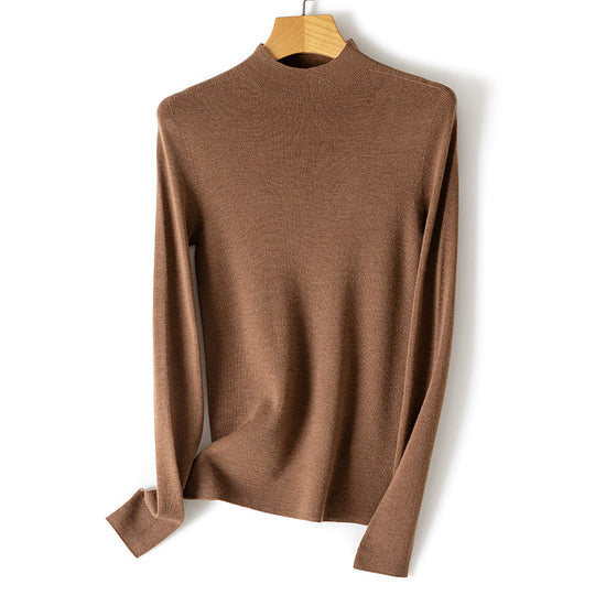 Damen Feiner Stretch-Feinstrickpullover mit halbem Stehkragen und schlanker Silhouette Shop Nory