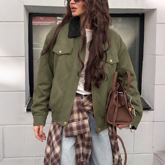 Damen Elegante Suede Jacke Shop Nory