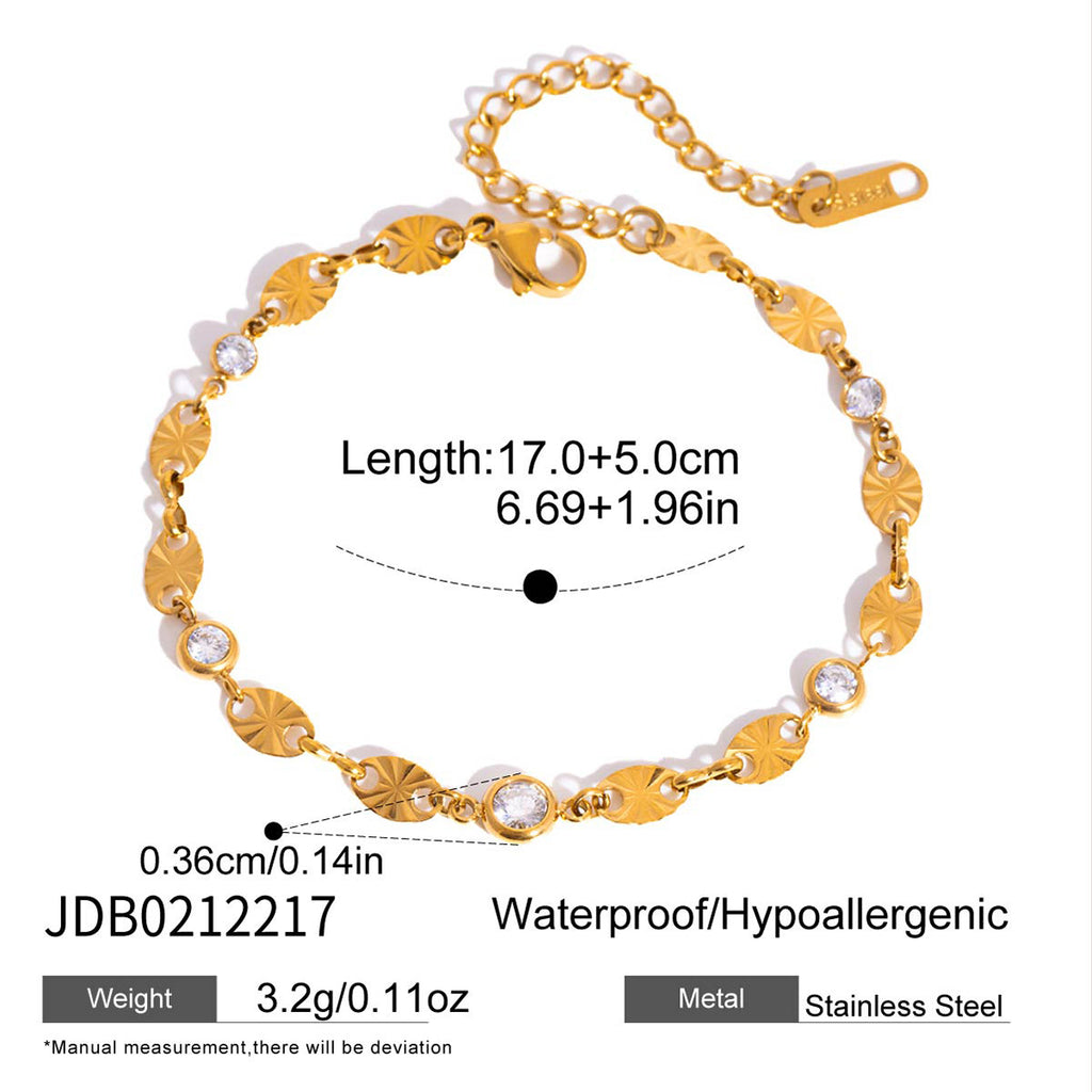 Damen Armband mit filigranen Blättern und strahlenden Zirkonia Shop Nory