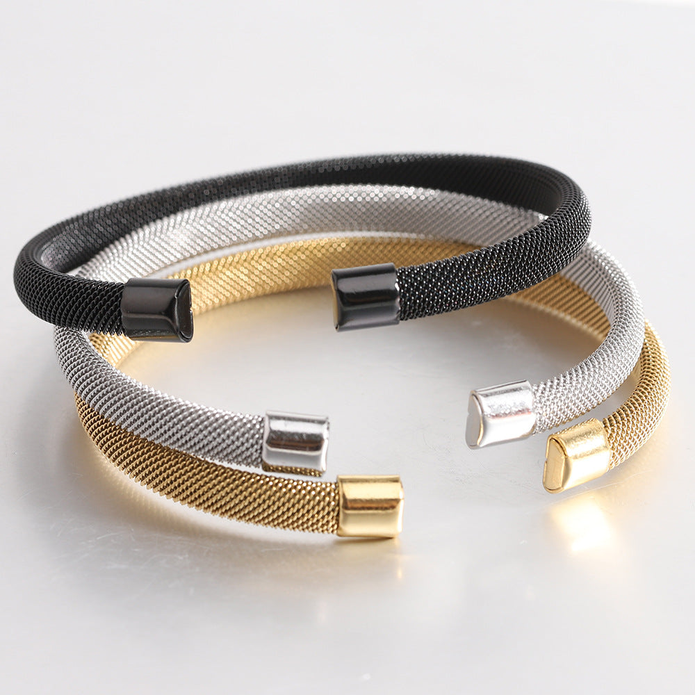 Damen Offenes Armreif mit feinem Netzdesign Shop Nory