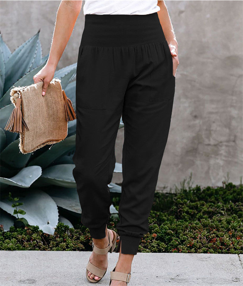 Damen bequem geschnittene Jogger-Hose mit seitlichen Taschen und Gummizug