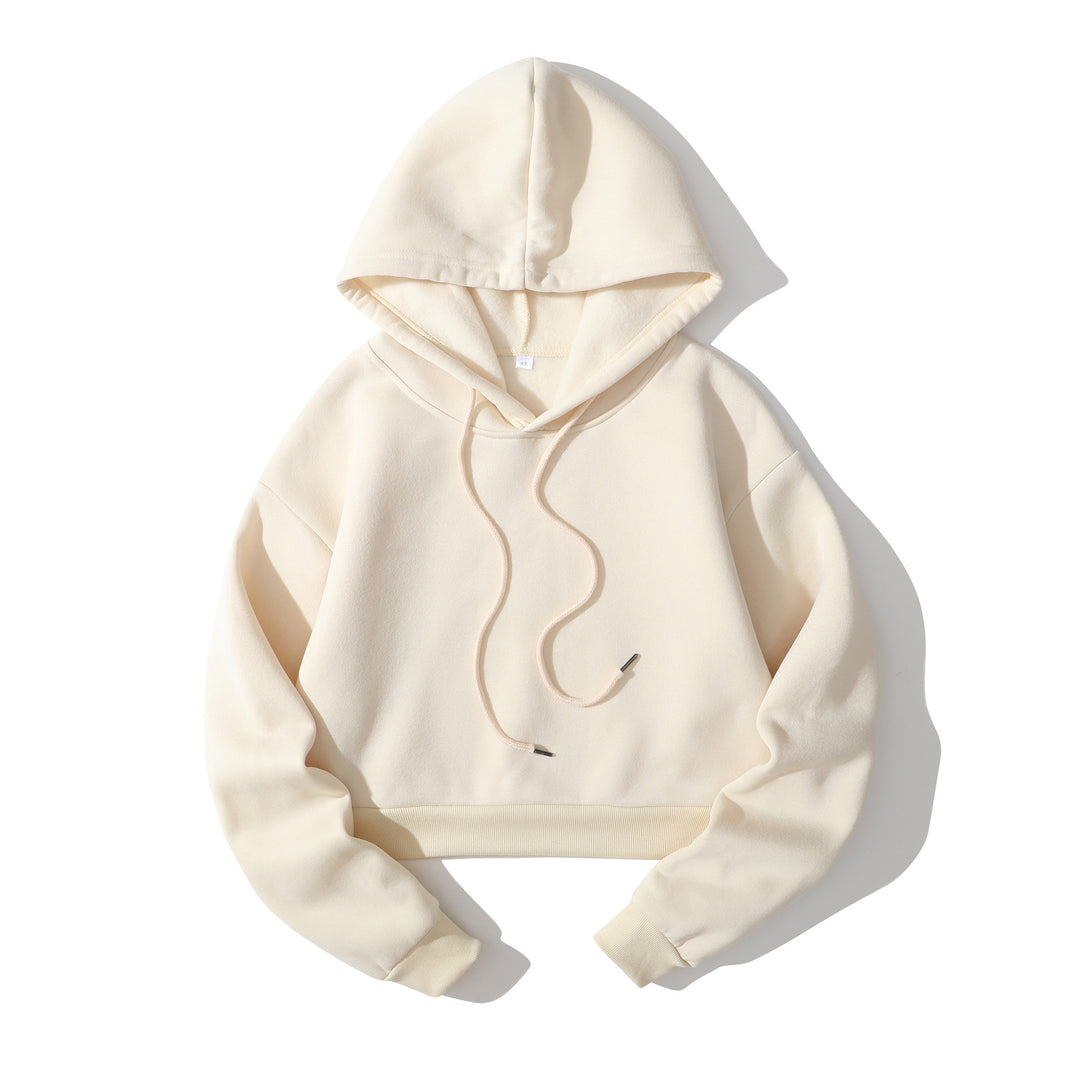 Damen nan cropped Kapuzenpullover mit weichem Fleece‑Innenfutter und elastischem Rippbund Shop Nory