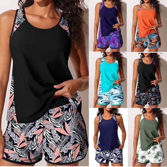 Damen Sportliches Tankini-Set mit geometrischem Design