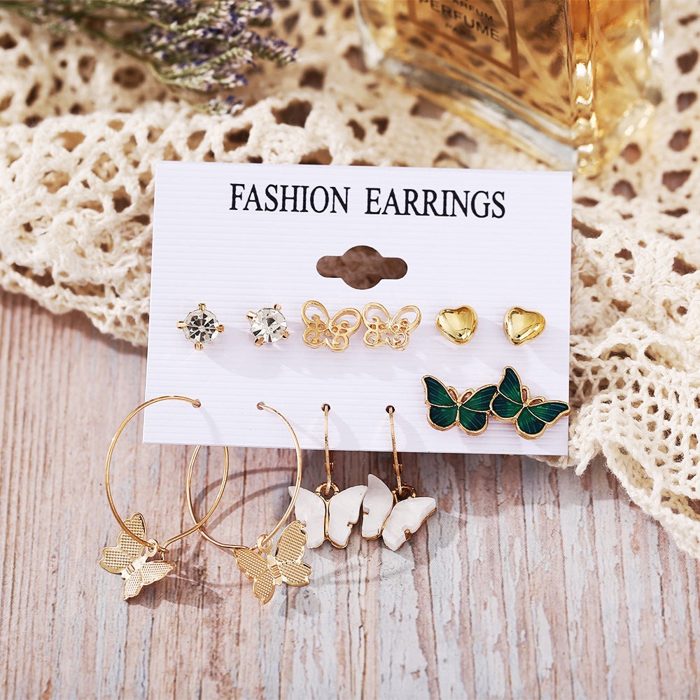Damen Ohrringe Set mit verspielten Schmetterlings- und Herzdesigns Shop Nory
