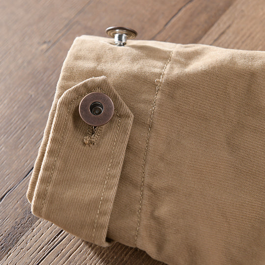 Herren Leichte Baumwoll-Chorejacke im Worker‑Stil mit Kentkragen und aufgesetzten Taschen Shop Nory