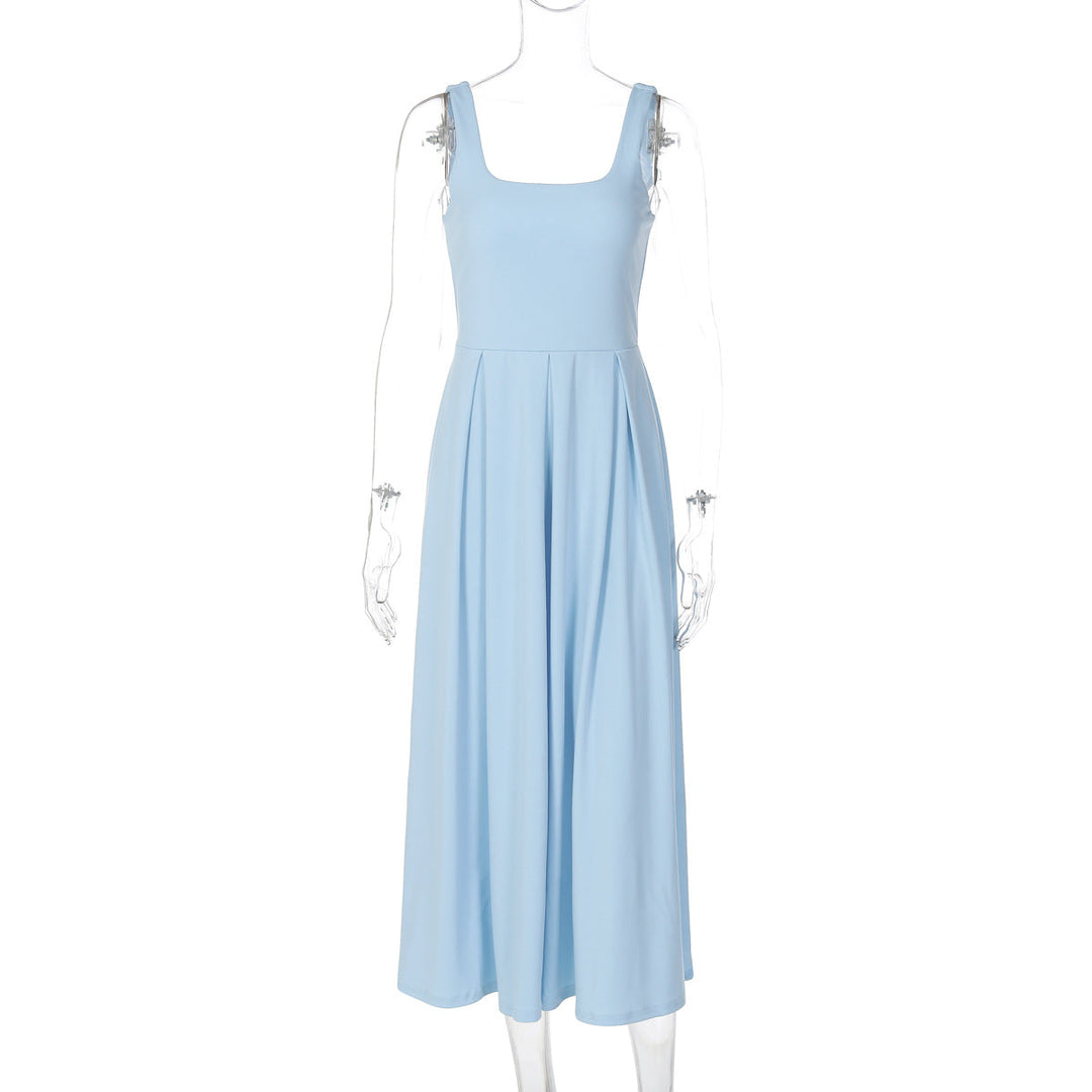 Damen Elegantes Maxikleid mit A-Linie und breiten Trägern