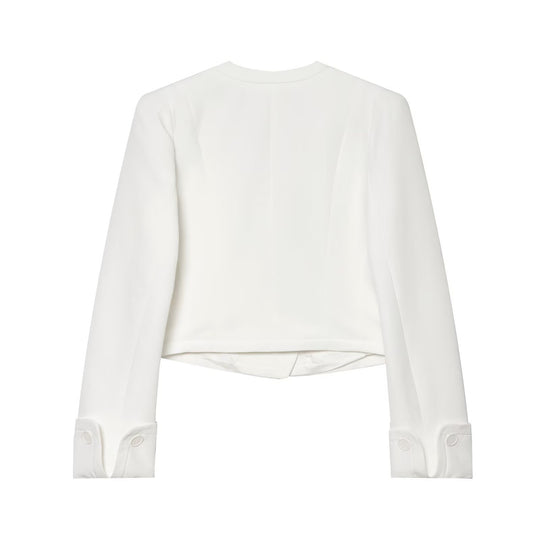 Damen gekürzter doppeltreihiger Blazer mit V‑Ausschnitt und Umschlagärmeln Shop Nory