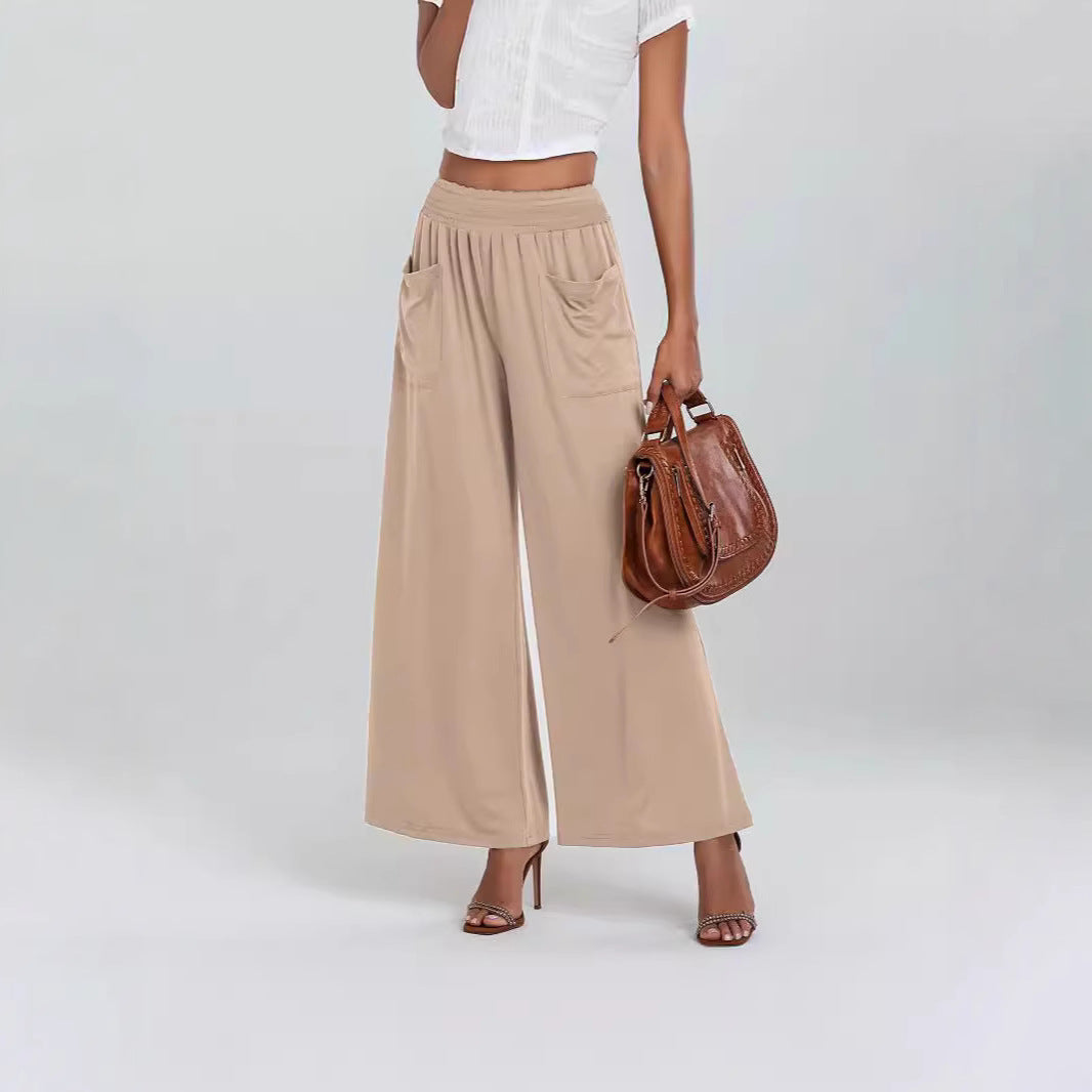Damen Weit geschnittene Palazzo-Hose mit elastischem Bund und praktischen Taschen