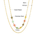 Damen mehrlagige Halskette mit bunten Blumenmotiven Shop Nory