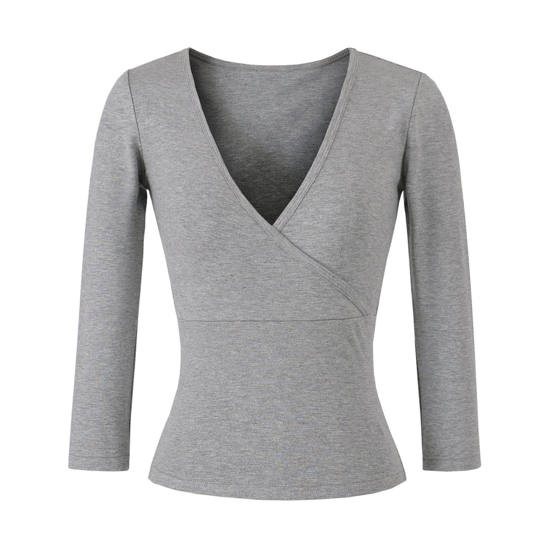 Damen Figurbetontes Wickelshirt aus Stretch‑Jersey mit tiefem V‑Ausschnitt und taillierter Silhouette Shop Nory