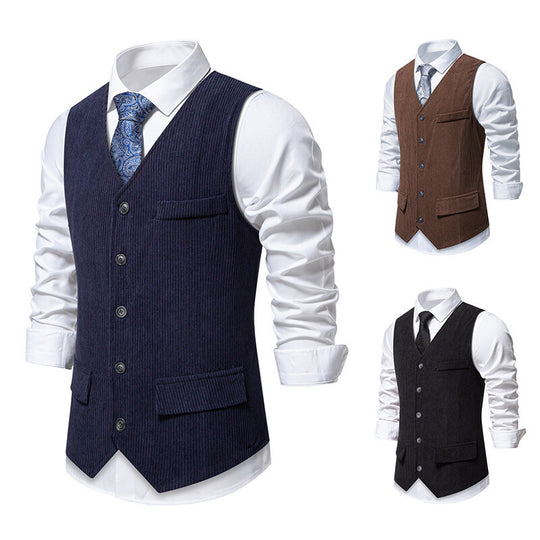 Herren Taillierte Business‑Weste aus Strukturstoff mit V‑Ausschnitt und dekorativen Knöpfen Shop Nory
