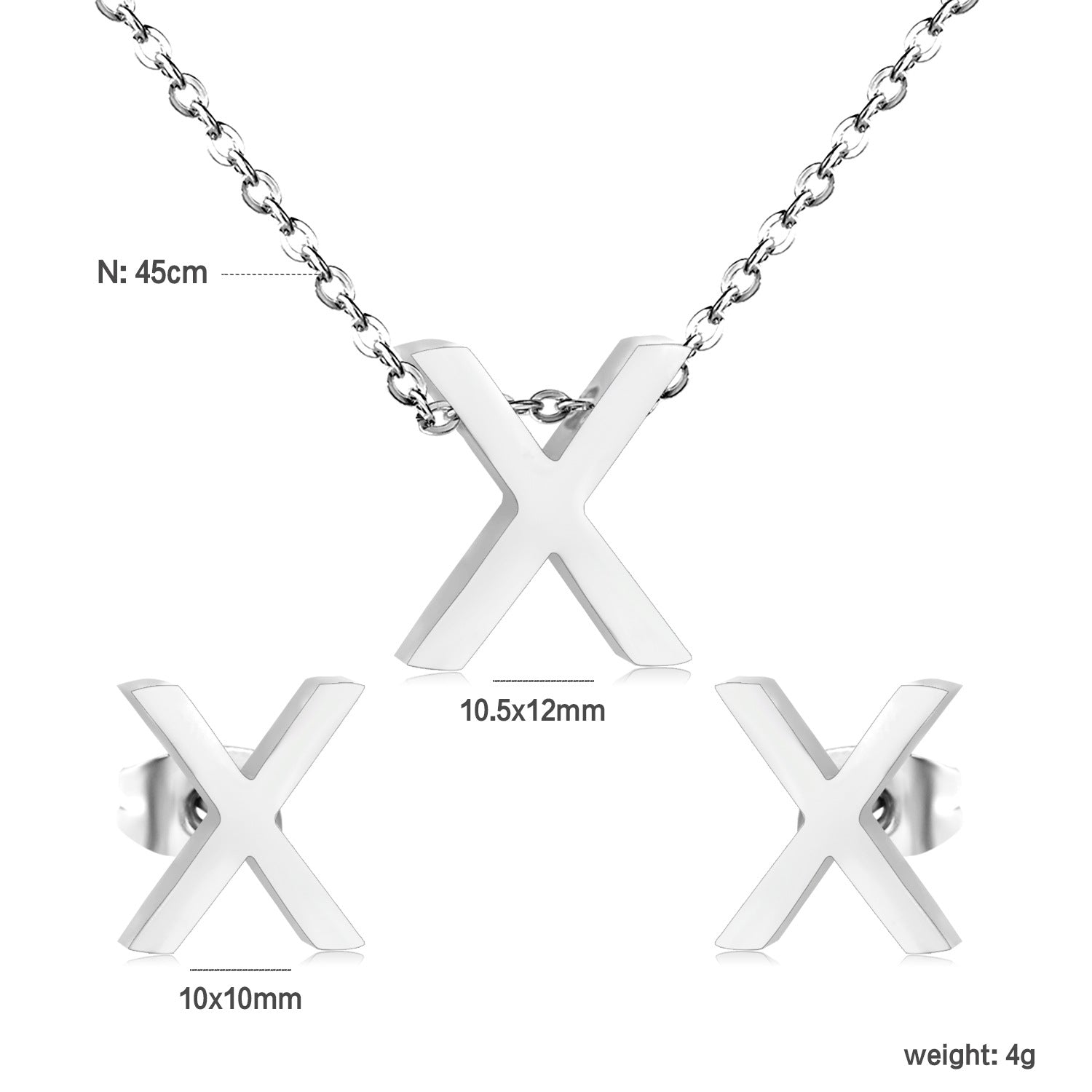 Damen Schmuckset mit K-Anhänger und passenden Ohrsteckern Shop Nory