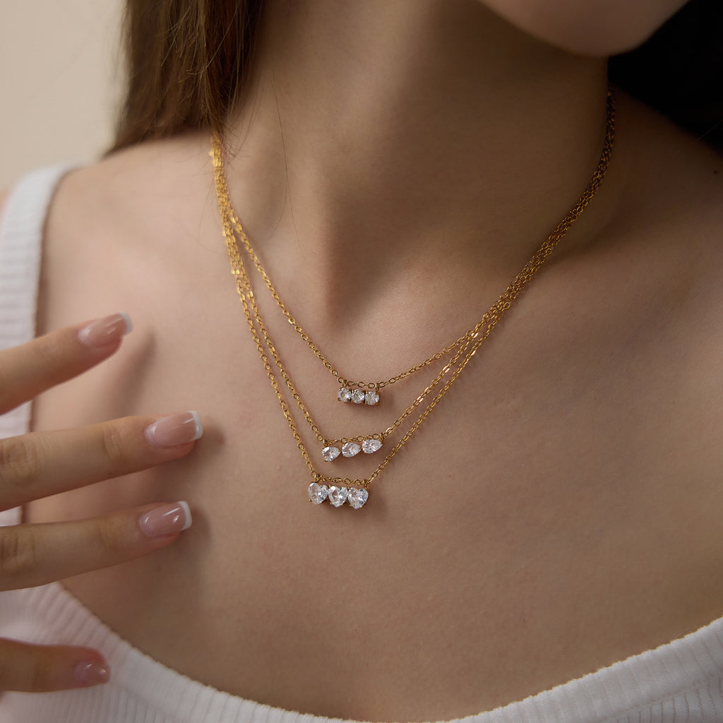 Damen Halskette mit funkelnden Zirkonia und verstellbarem Edelstahlverschluss Shop Nory