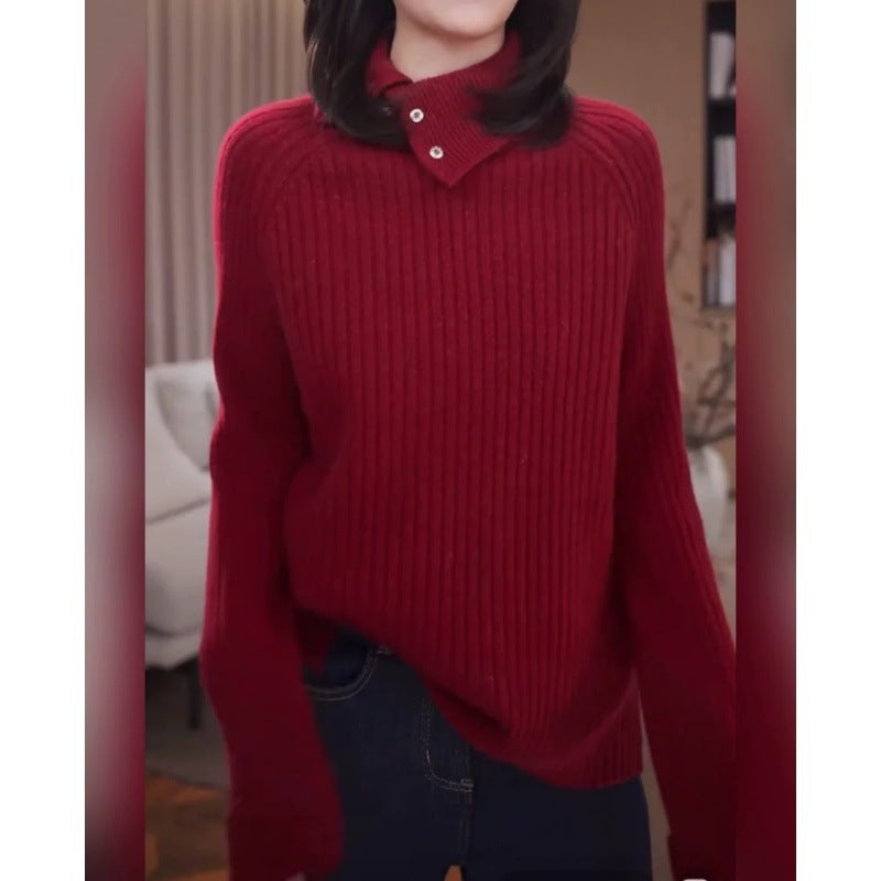 Damen Rollkragenpullover mit Druckknopf‑Leiste und feiner Rippenstruktur Shop Nory