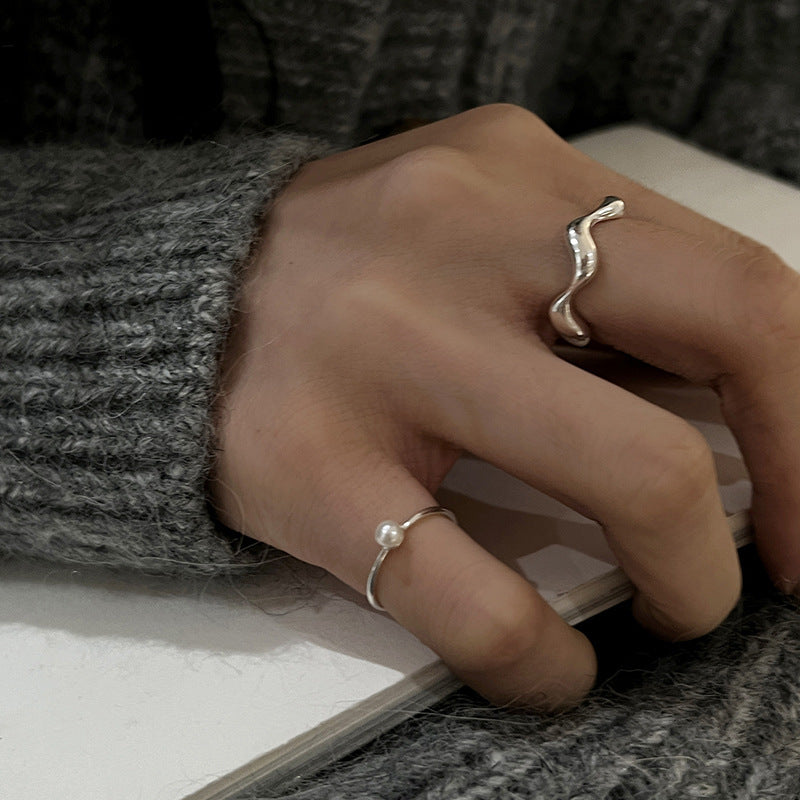 Damen Offener Ring mit verspieltem Wellen-Design Shop Nory