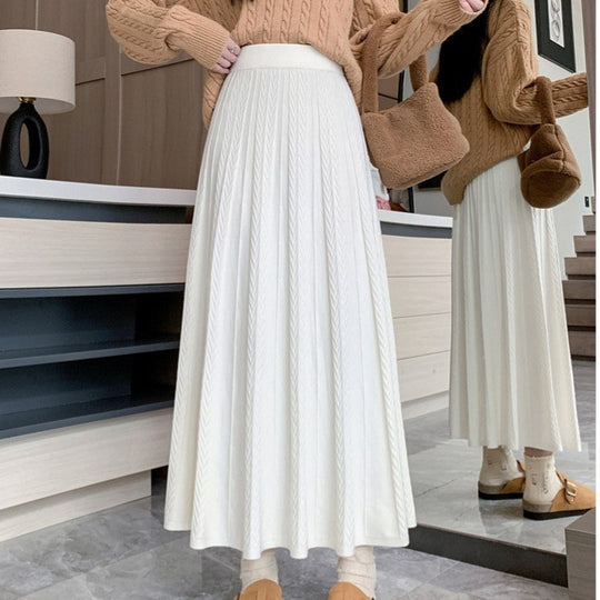 Damen Plissierter Maxirock mit schickem Zopfmuster Shop Nory