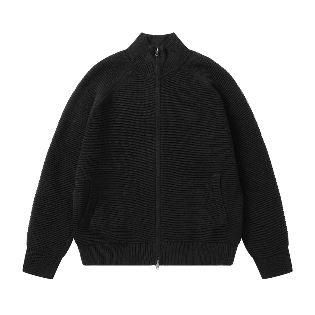 Herren Grobstrick Stehkragen-Strickjacke mit durchgehendem Reißverschluss Shop Nory