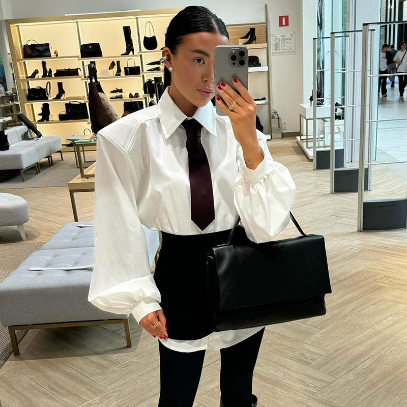 Damen Oversized Bluse mit voluminösen Ärmeln Shopnory