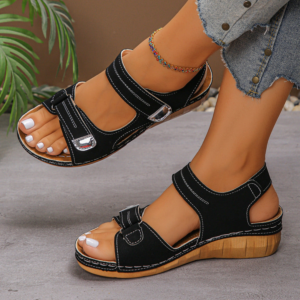 Damen Komfortable Riemensandalen mit verstellbaren Klettverschlüssen