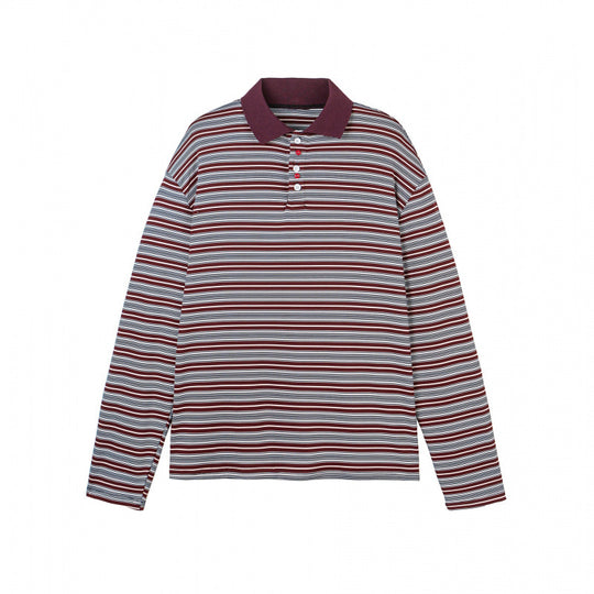 Herren Langarm-Poloshirt mit feinem Streifenmuster und Rippenkragen Shop Nory
