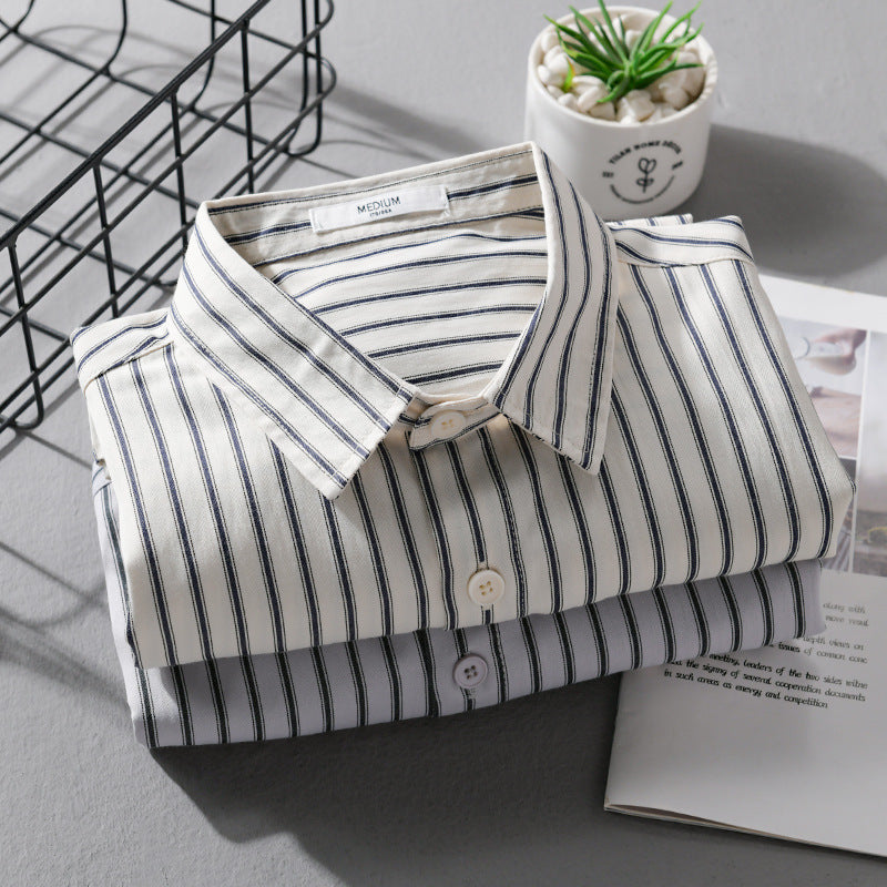 Herren Nadelstreifen-Langarm-Hemdjacke im Overshirt‑Stil aus leichtem Baumwollmix mit diagonaler Brusttasche Shop Nory