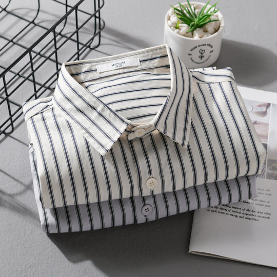 Herren Nadelstreifen-Langarm-Hemdjacke im Overshirt‑Stil aus leichtem Baumwollmix mit diagonaler Brusttasche Shop Nory