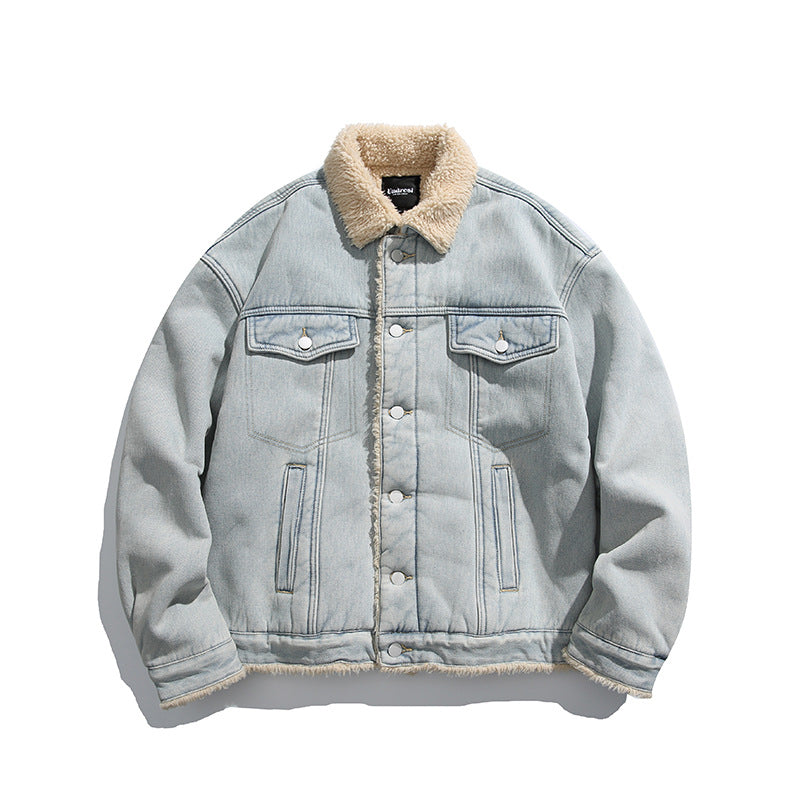 Unisex Oversize-Jeansjacke mit Teddyfutter und Sherpa-Kragen Shop Nory