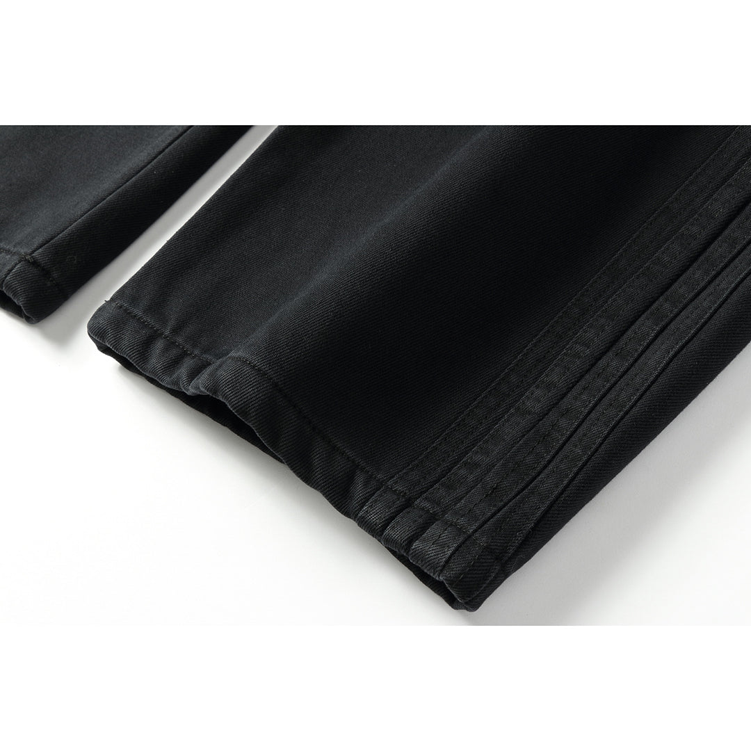 Damen Weite hochgeschnittene Jeanshose mit elastischem Bund, Kordelzug und Ziernähten Shop Nory