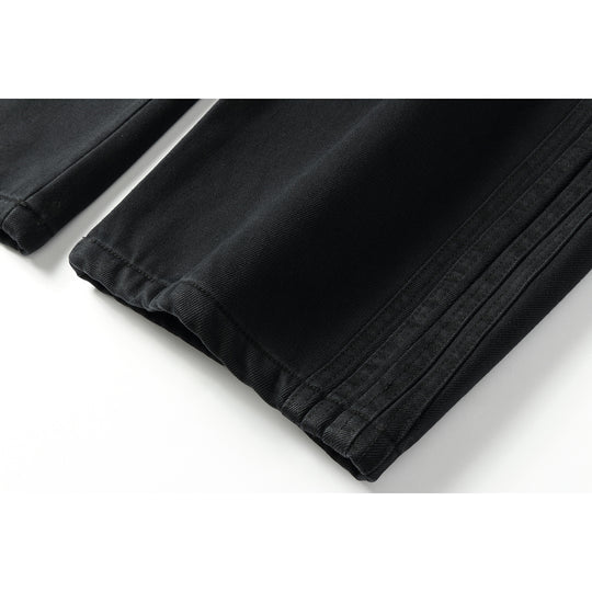 Damen Weite hochgeschnittene Jeanshose mit elastischem Bund, Kordelzug und Ziernähten Shop Nory