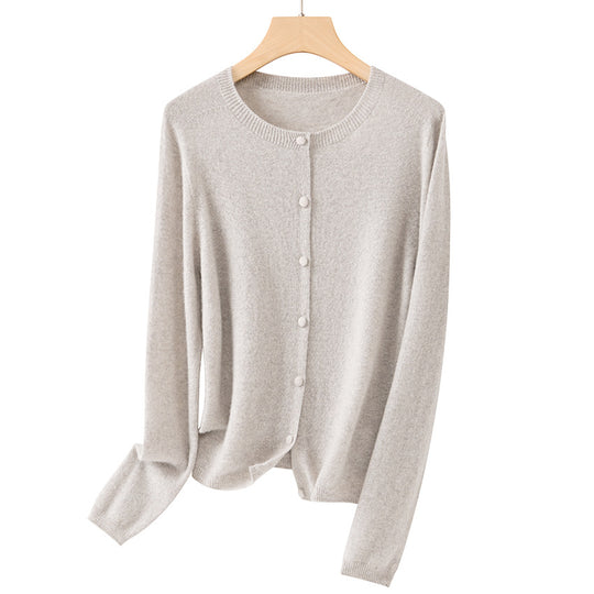 Damen Feiner Rundhals-Cardigan aus softem Feinstrick mit durchgehender Knopfleiste Shop Nory