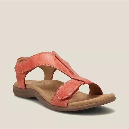 Damen Bequeme Flache Sandalen mit ergonomischem Kork‑Komfortfußbett und Klettverschluss Shop Nory