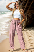 Damen lässige Leinenhose mit praktischen Seitentaschen