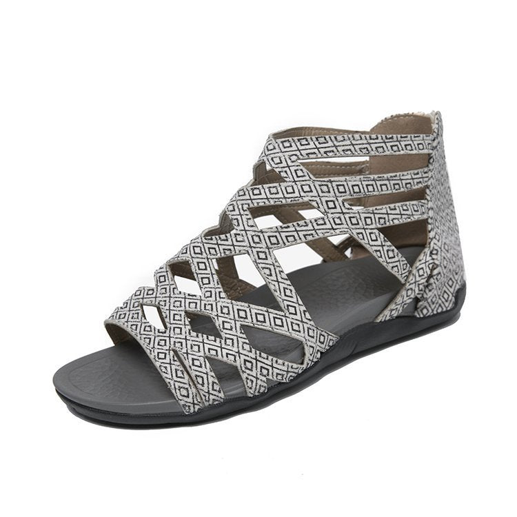 Damen Römersandalen mit Zipper, geflochtenem Cut-Out-Obermaterial und gepolsterter Komfortsohle Shop Nory