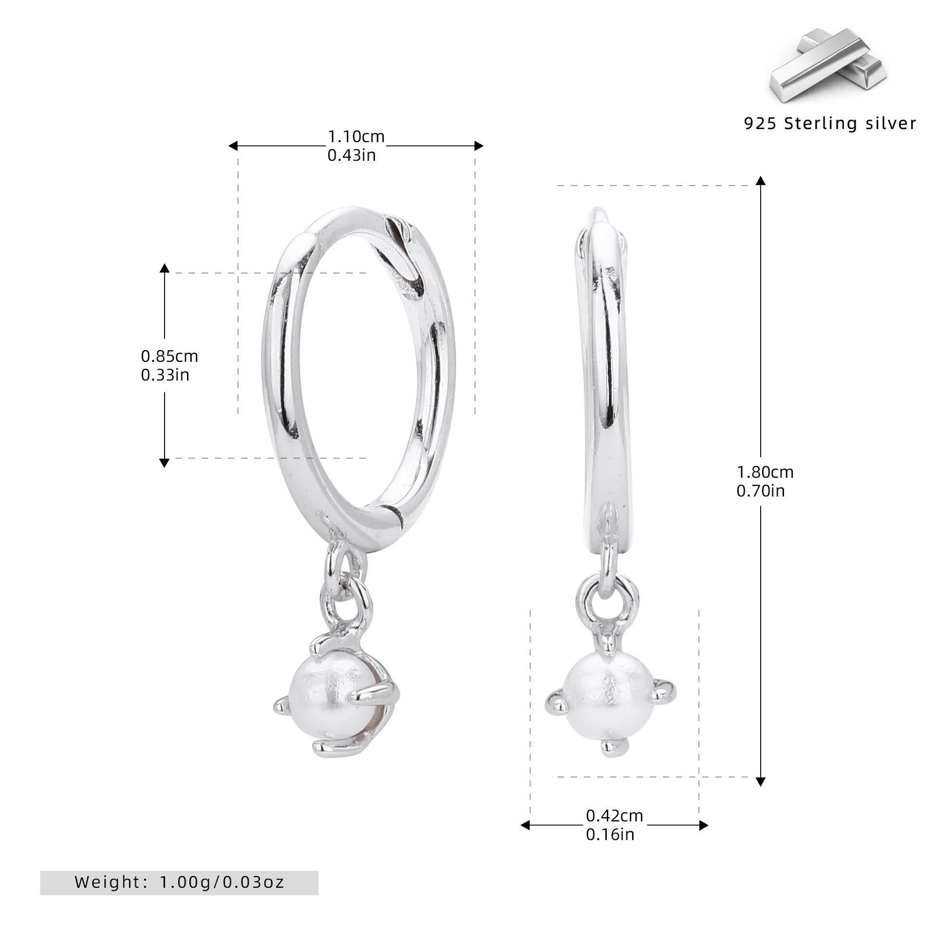 Damen Creolen Ohrringe mit Perlenschmuck Shop Nory