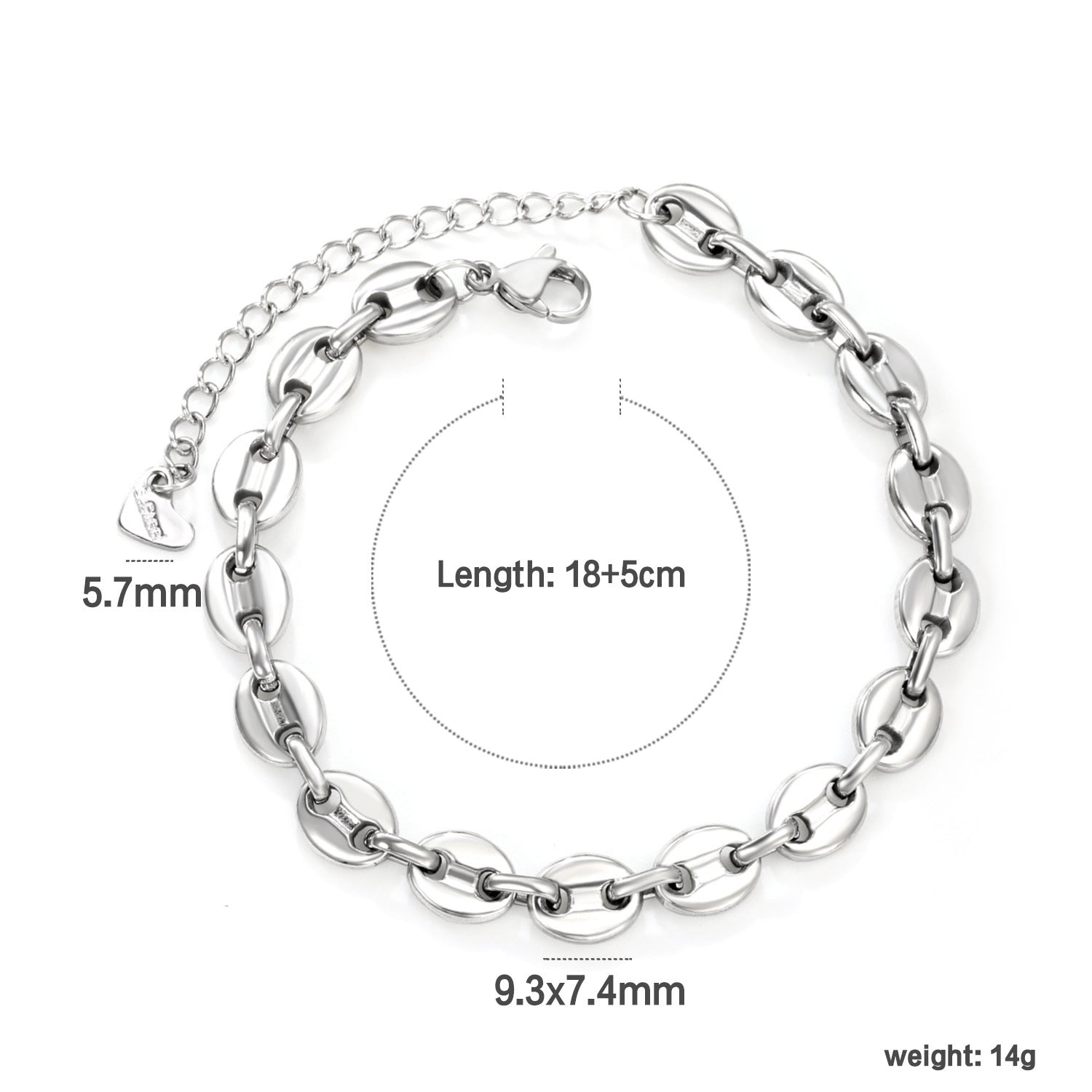 Damen Edelstahl Gliederarmband mit hochwertigem Design und individuellem Verlängerungsverschluss Shop Nory