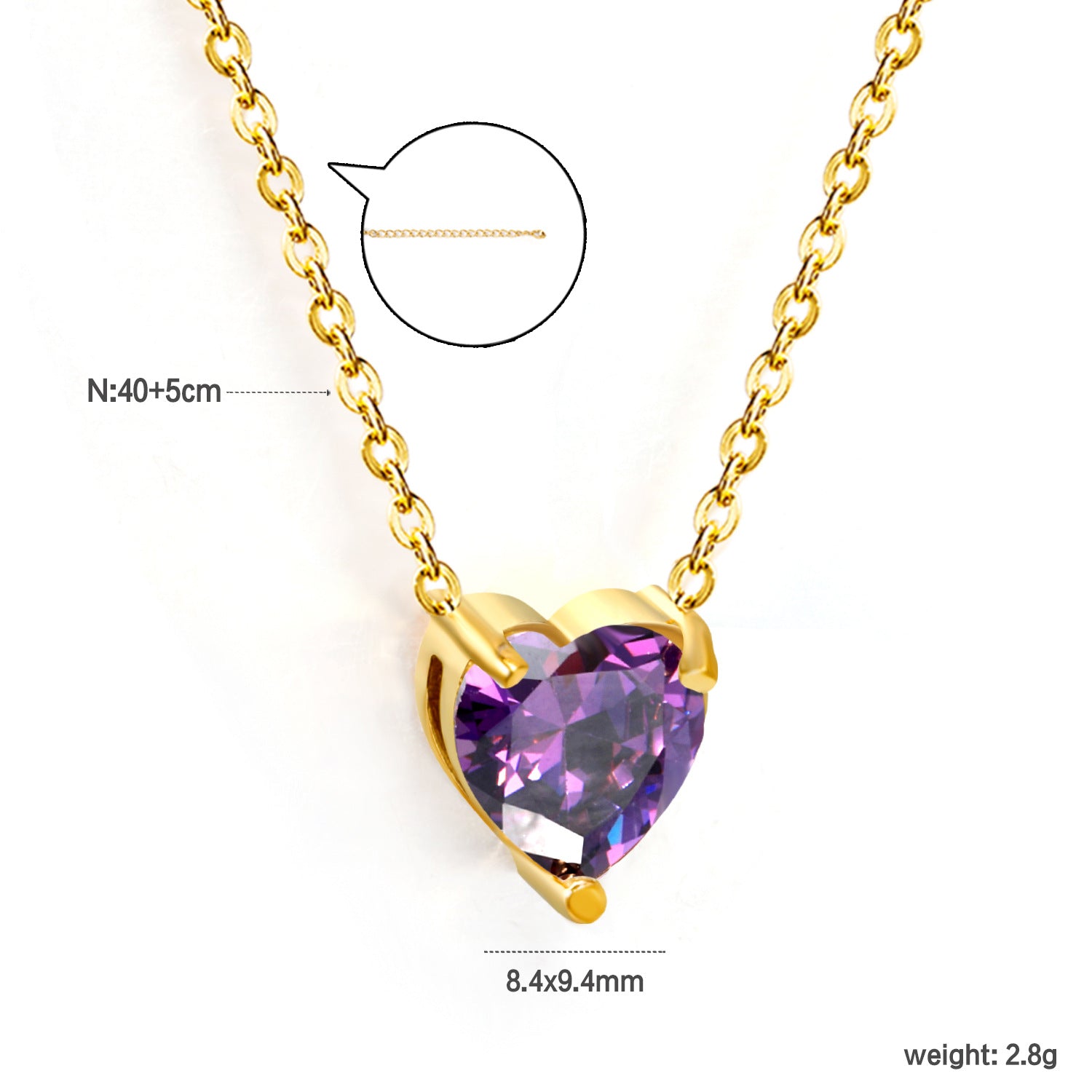 Damen Halskette mit herzförmigem Kristallanhänger und verstellbarer Kette Shop Nory