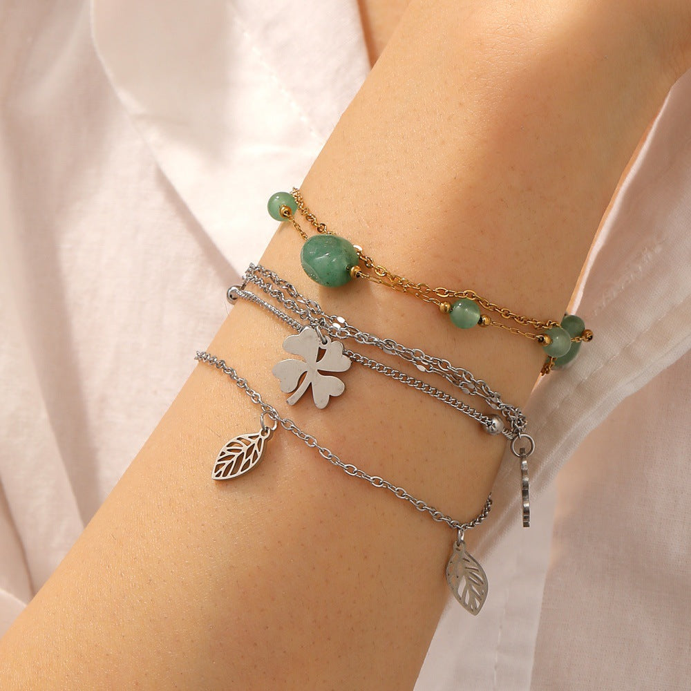 Damen Glücksblatt-Armband aus hochwertigem Edelstahl Shop Nory