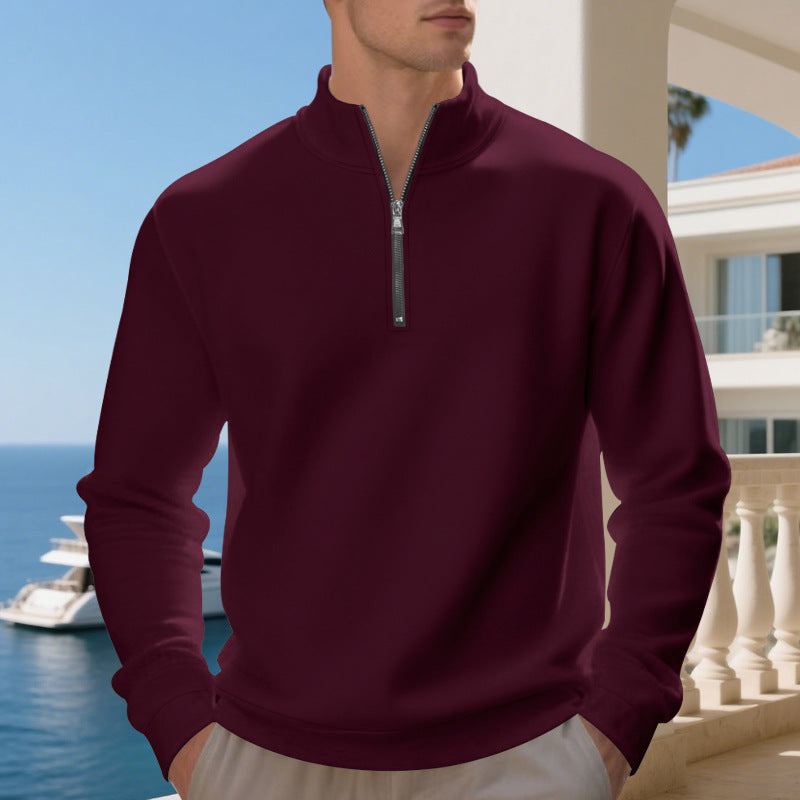 Herren sportlicher Sweatshirt mit modernem Stehkragen und Reißverschluss