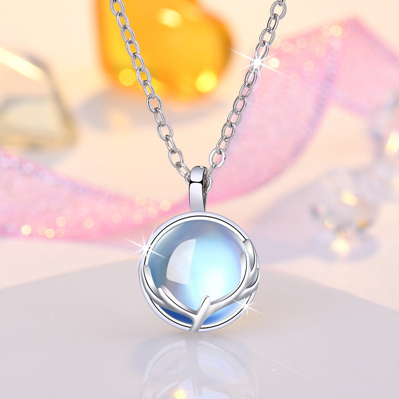 Damen Halskette mit stilvollem Cabochon-Anhänger und erlesenem Leaf-Design Shop Nory