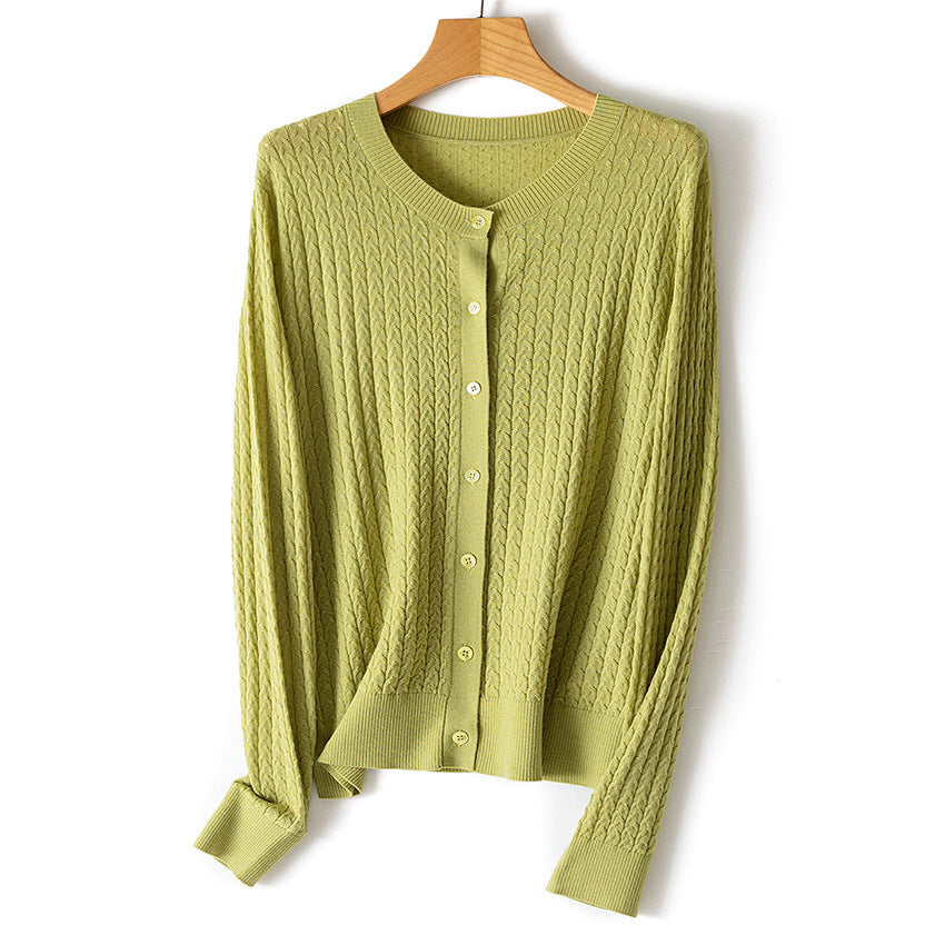 Damen Feinstrick-Cardigan mit Zopfmuster, Rundhalsausschnitt und Knopfleiste Shop Nory