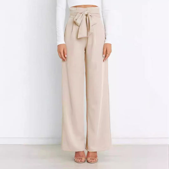 Damen hochtaillierte Paperbag-Hose mit weitem Bein und Taillengürtel Shop Nory