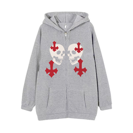 Damen nan Kapuzenjacke mit durchgehendem Reißverschluss und Rippenherz-Print Shop Nory