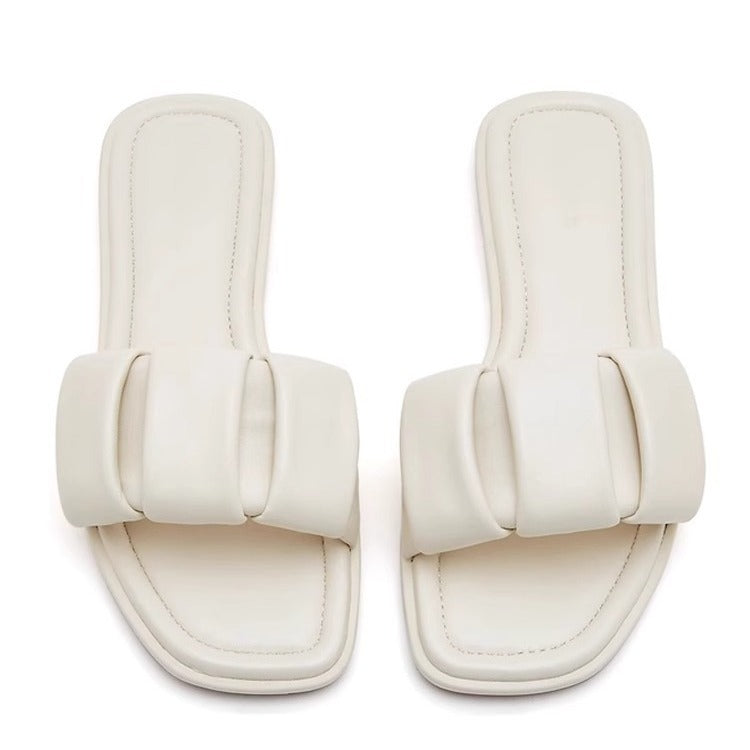 Damen Modische Schlappen mit breitem Riemendesign und gepolstertem Fußbett Shopnory