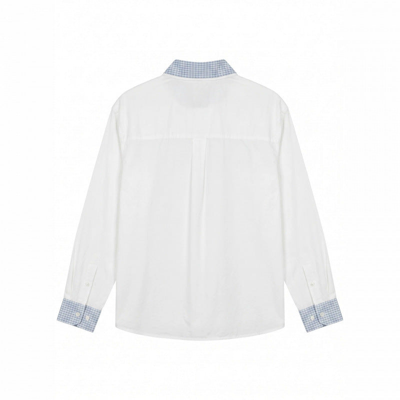 Unisex Oversize Baumwoll-Hemd mit kontrastiertem Vichykaro-Kragen und Manschetten Shop Nory
