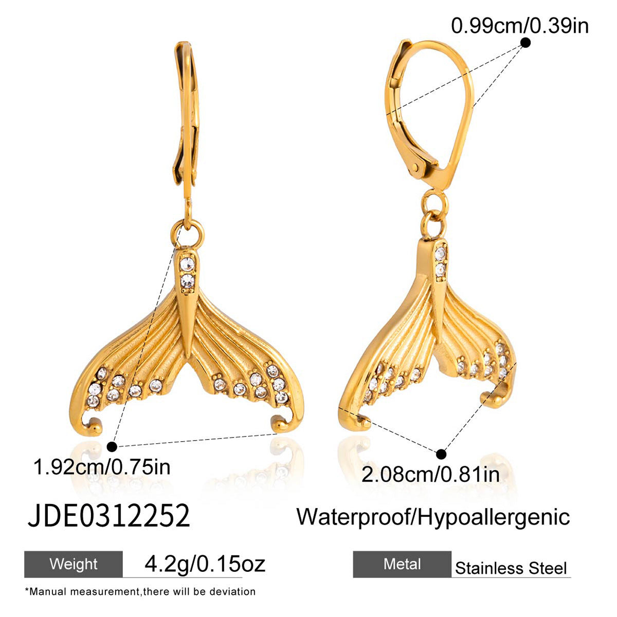 Damen Ohrhänger im eleganten Design mit muschelförmigem Anhänger und Zirkonia Besatz Shop Nory